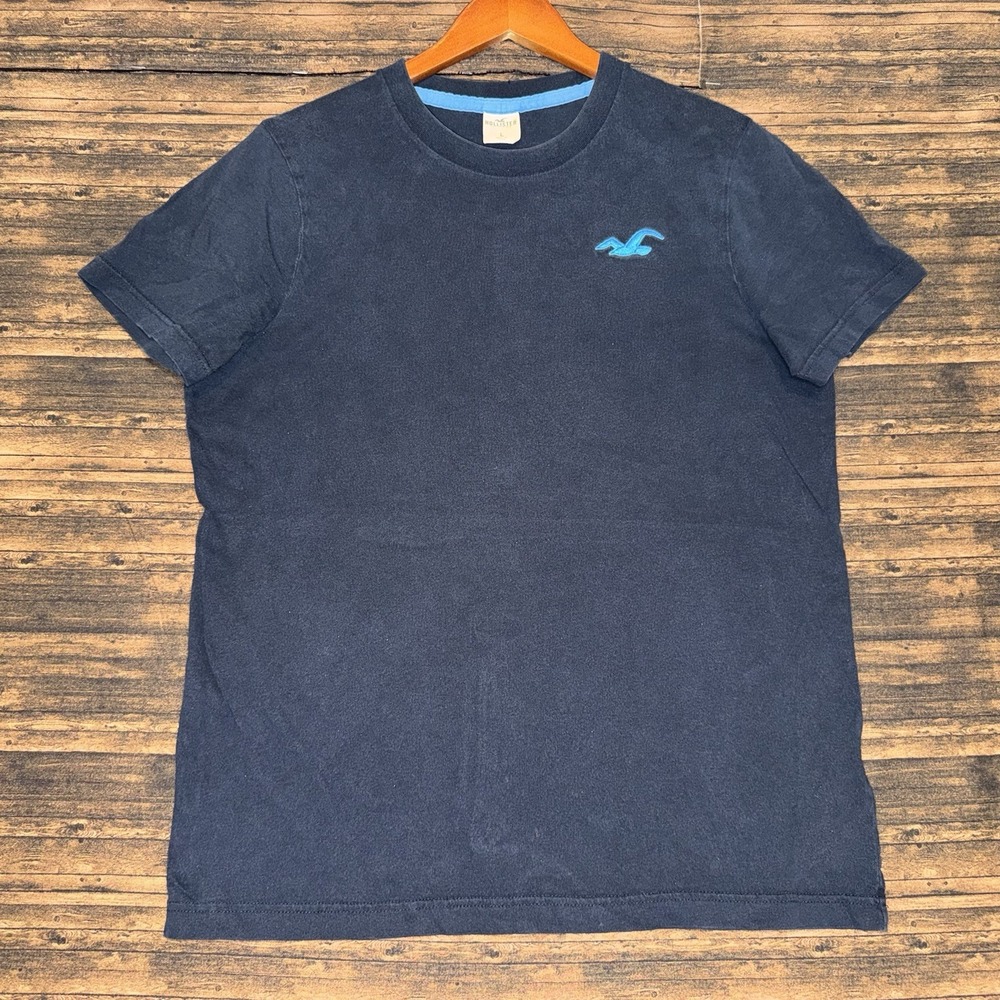 Vintage Y2K Hollister Short Sleeve T Shirt Embroidered Logo Blue Size Large